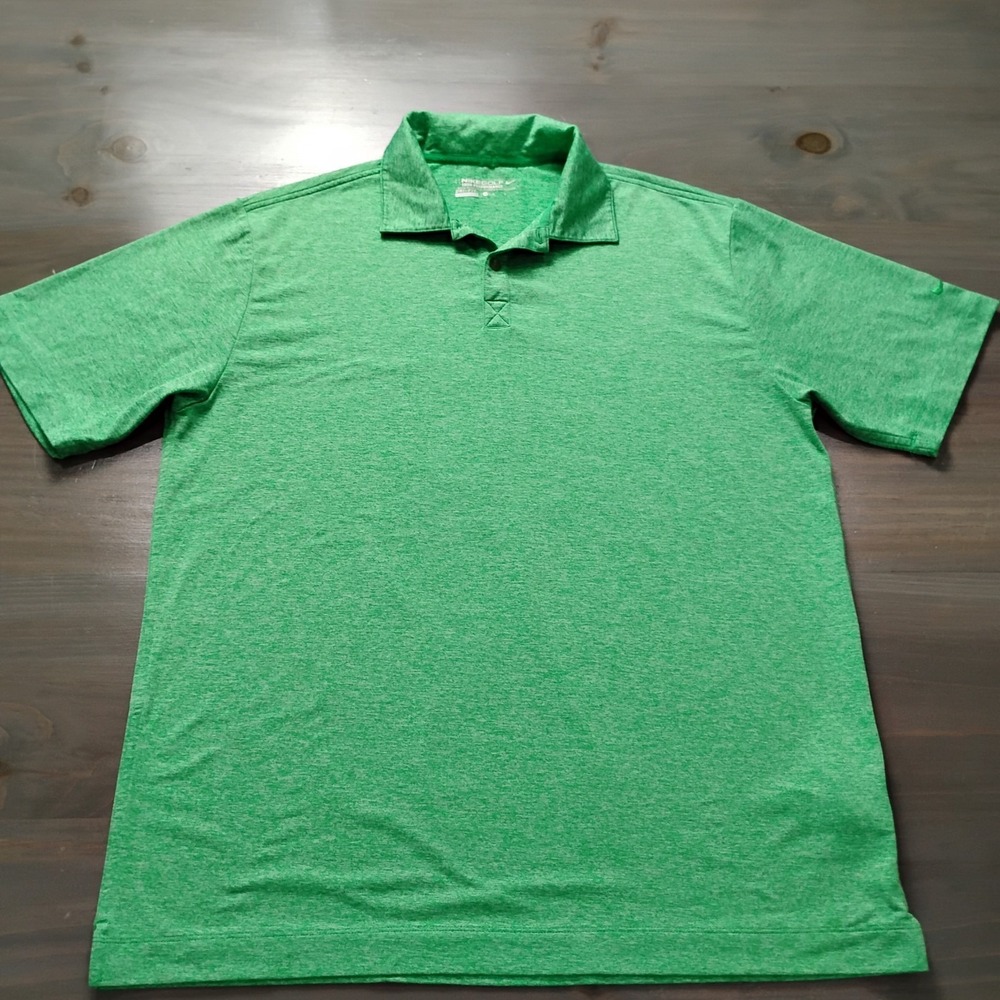 Nike Golf Polo Shirt Mens M Bright Green Swoosh Performance Wicking Short Sleeve